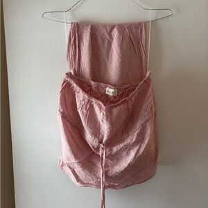 SOLAI Red and White Striped Set- Strapless Top + Linen Pants